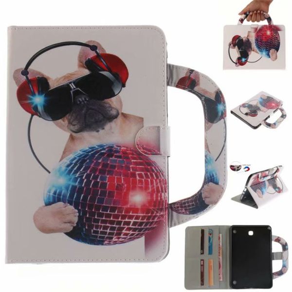 

чехол для планшета coque для samsung galaxy tab a 8.0 t350 t355 ручка откидная крышка подставка кожаный кошелек цветной рисунок тигр лев вол