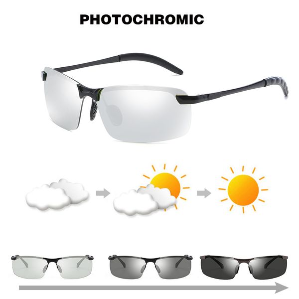

gysnail classic rectangle sunglasses men polarized pchromic lens sun glasses mens yellow night vision driving, White;black
