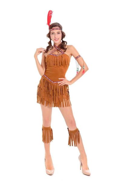 

xl women's fringed native s princess of savage forests costume set cosplay for halloween party fancy dress, Red