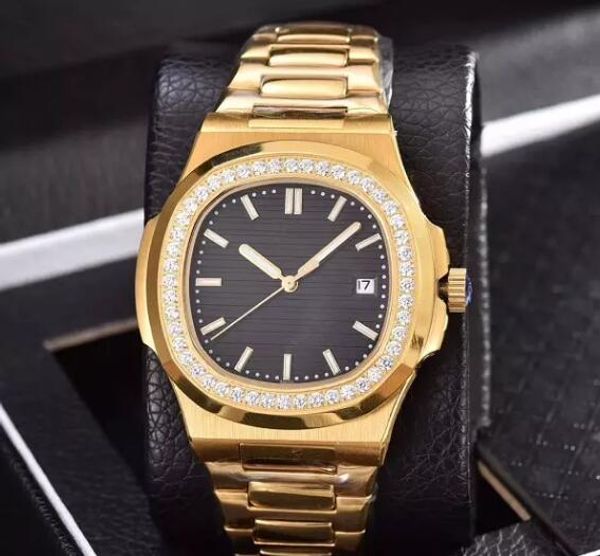 

luxury wristwatches mens watch men's diamond gold watch automatic mechanical stainless steel strap nautilus men watches, Slivery;brown