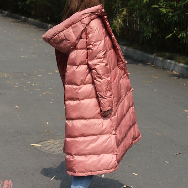 

factory outlet fashion brand 90% white duck down parkas 2018 winter retro single breasted thicker warm hooded down coat wq498, Black