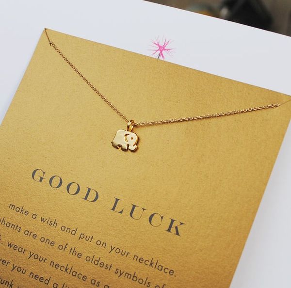 

wholesale- good luck elephant necklace gold lucky ivory elephant necklace short pendant for women girls silver color drop shipping
