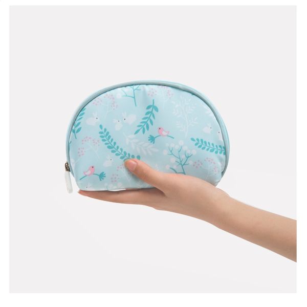 

2018 women make up bags zipper cosmetic cases casual girl clutch bag lady pouch polyester travel item organizer semicircle shape
