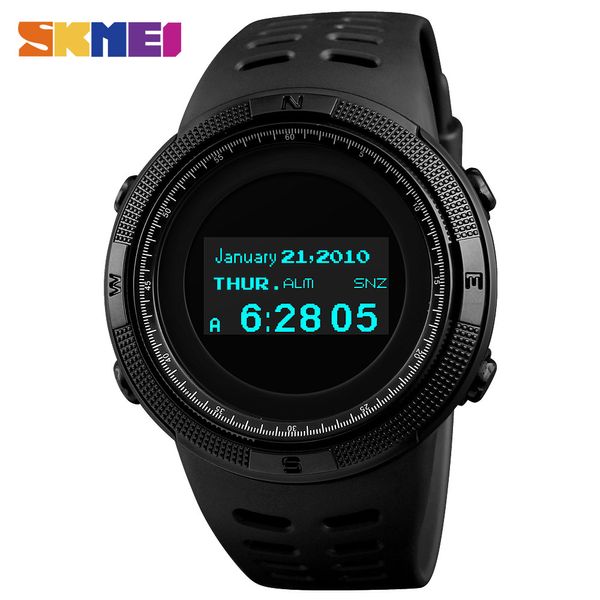 

skmei brand men women outdoor sport watches 50m waterproof calorie pedometer compass led display chronograh digital wrist watch, Slivery;brown