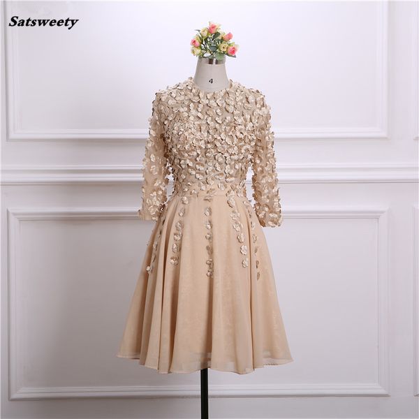 

2023 chiffon short cocktail dresses party dresses appliqued pearls long sleeves zipper back homecoming dresses, Blue;pink