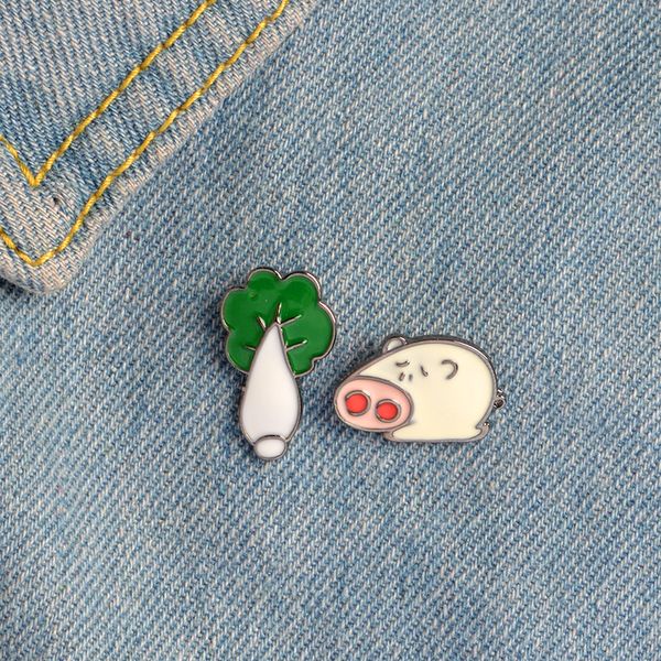 

cabbage & pig brooches pins badge brooch pin cute enamel for girls/boys' gifts, Gray