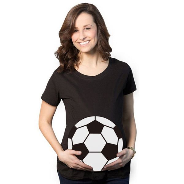 

2018 summer women 3d t-shirt maternity football tees short sleeve watermelon print t shirt pregnant cotton clothes, White