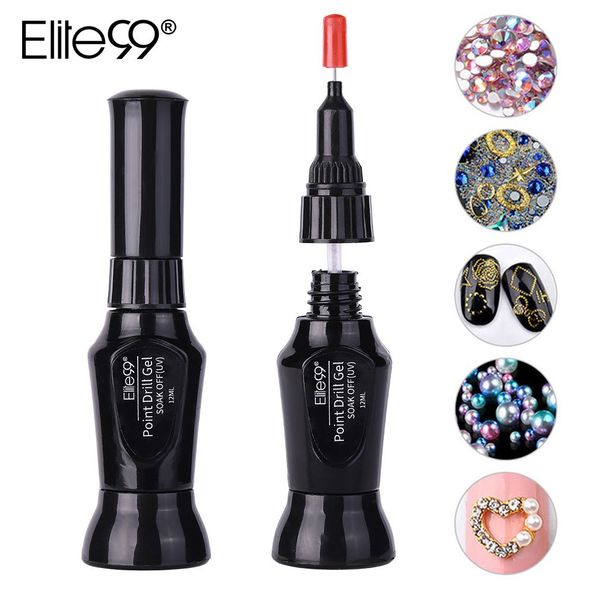 

elite99 point drill gel 12ml uv acrylic rhinestones nail gel for false nail tips point drill with needle manicure decoration, Red;pink