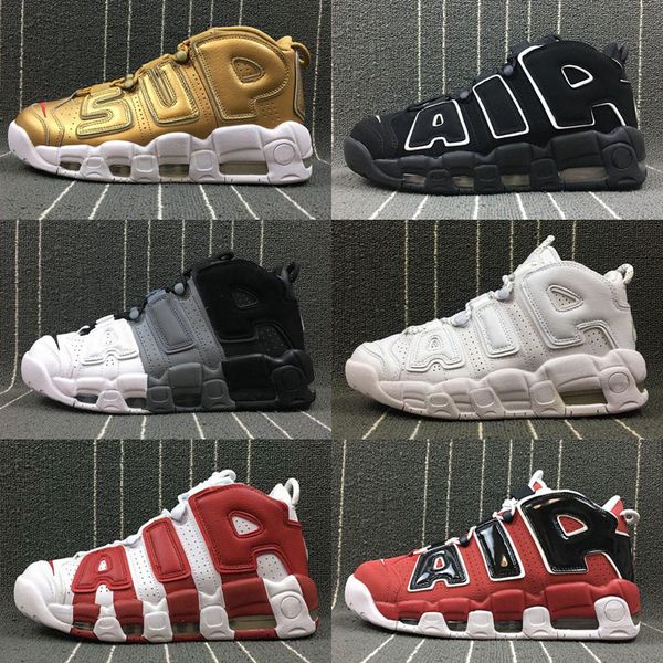 

2018 Air More Uptempo женская мужская баскетбольная обувь, высокое качество трехцветный Скотти Пиппен PE тройной Белый спортивные кроссовки US5.5-13