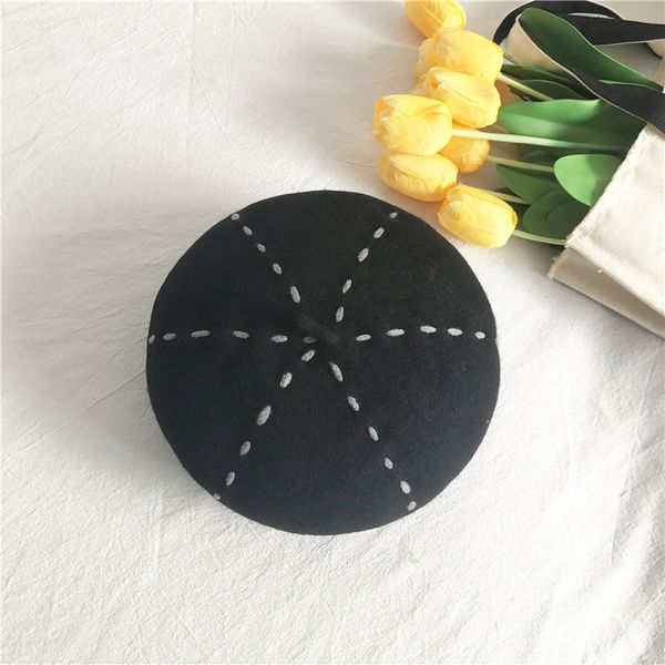 

manual suture hats womens newsboy hat woman wool hat autumn and winter new product small korean beret grace keep warm dome beret, Blue;gray