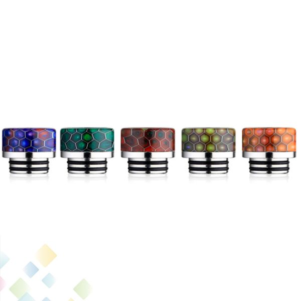 

810 Epoxy Resin drip tip SS Snake Skin Cobra Honeycomb Vape Mouthpiece For TFV12 Prince TFV8 Big Baby Tank DHL Free