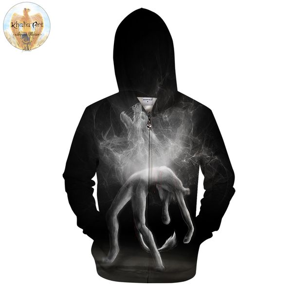 

bittersweet spell by khaliaart 3d zipper hoodies men zip upsweatshrits wolf printed pullover tracksuits drop ship brand, Black