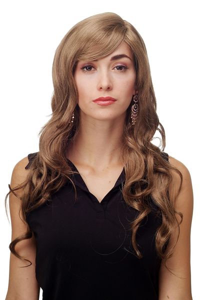

ladies wig gold brown curles wavy long hair wigs 70 cm, Black;brown