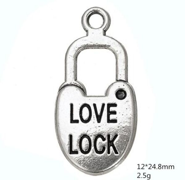 

love lock gift metal engraved charm, Bronze;silver