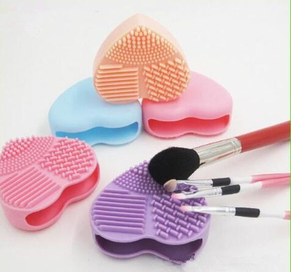 

makeup brush cleaning mat cleaner silicone heart-shape cosmetic brush scrubber board washing pad make up