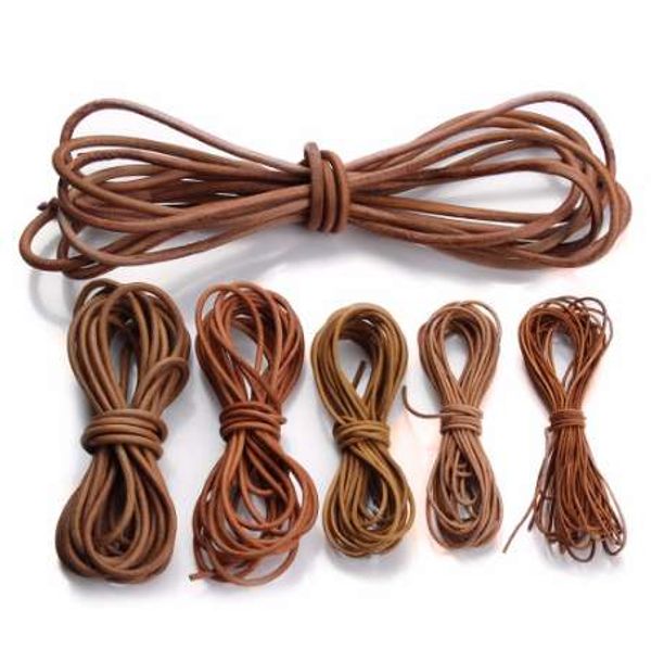 

louleur 5meter/lot 1.5 2 2.5 3 4 mm genuine cow leather cord for bracelet vintage brown round leather rope string jewelry, Silver