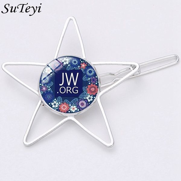 

suteyi 2018 new arrival women hairpins girls hollowed five-pointed star jw.org hair clip delicate hair pin jewelry, Golden;white