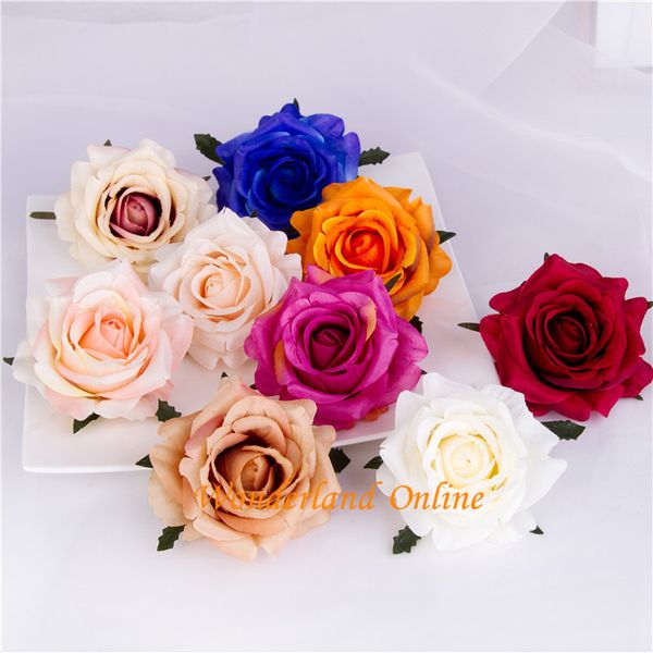

9colors 7cm silk autumn rose head artificial flower heads decor for diy wedding arch wall accessories supplies yyf56