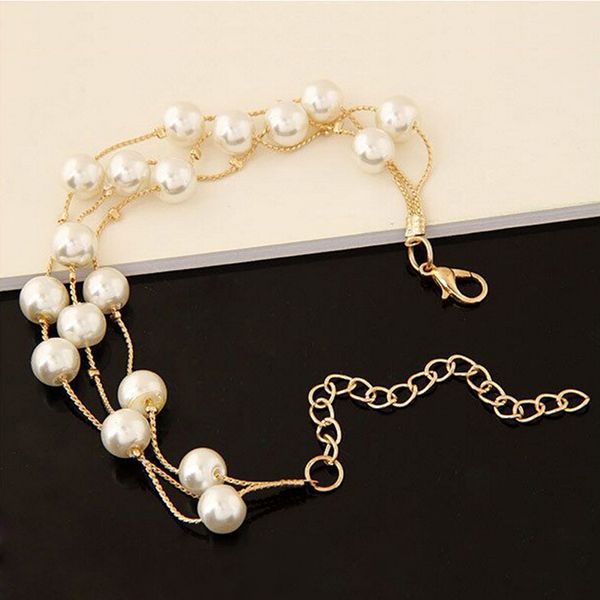

gold/silver plated imitation pearl jewelry sets multilayer necklace sets for bridal wedding necklace/bracelet/earrings set