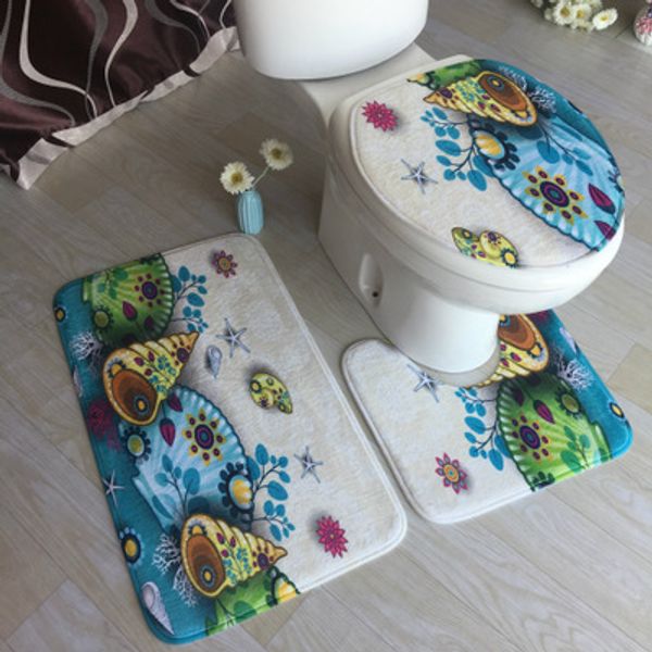 2021 Printed Toilet Bowl Mat Bathroom Carpet Antislip Mat Flannel Carpet /SetBathroom Mats Super
