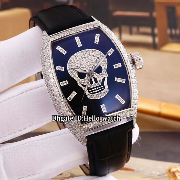 

новая модель croco коллекции skull diamond black dial япония miyota 8215 автоматические мужские часы с бриллиантами ободок кожаный ремешок м, Slivery;brown