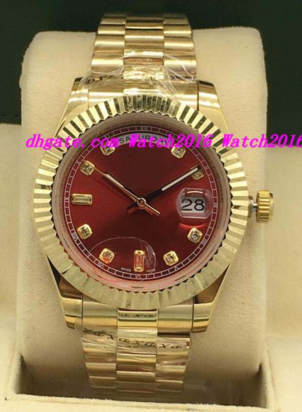 

new style luxury watches 3 style mens 118238 18k gold watch mop diamond dial fluted bezel 41mm automatic fashion men's watch, Slivery;brown