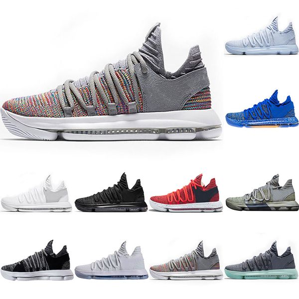 

Wholesale 10 KD Kevin Durant Basketball shoes Men BHM Sports Shoes White black Numbers Anniversary Stucco Igloo Multi Color designer sneaker