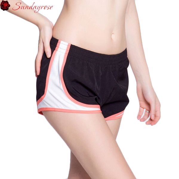

sunday rose womens anti-exposure patchwork running sport shorts elastic waist quick dry yoga leggings fitness soft gym clothes, Black;blue