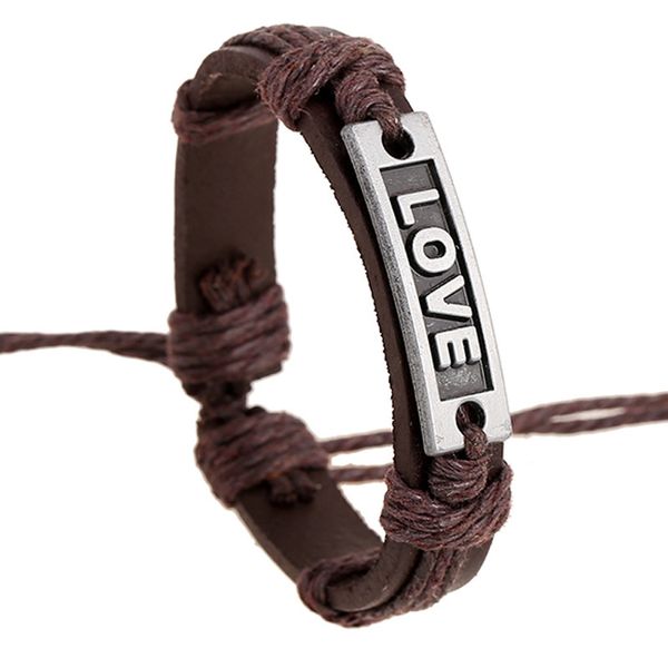 

love lovers ornaments 2019 student restore ancient ways weave cowhide bracelet retro, Black