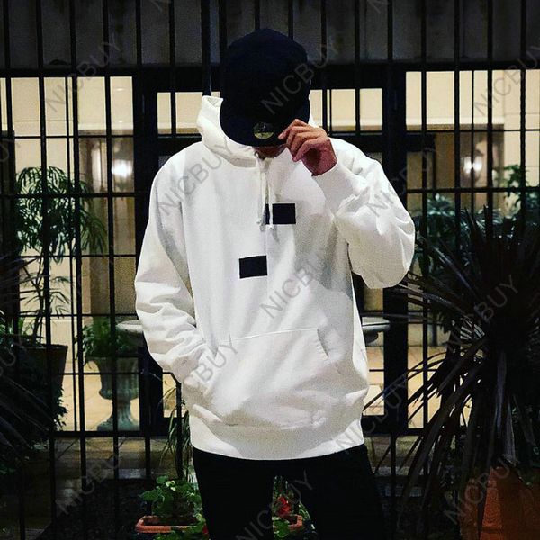 

cotton casual fashion designer brand men letter print split hoodies pullover streetwear skateboard hooded sweatshirt, Black