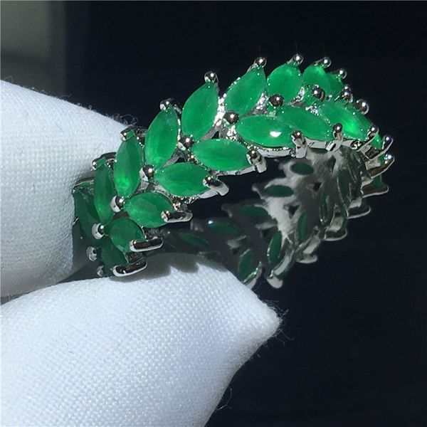 Anel de FLOR de moda Verde 5A Cz Pedra Branca de Ouro Cheio de Anéis de casamento anel de banda para as mulheres Nupcial Jóias dedo