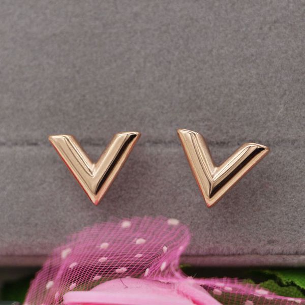 

Мода нового стерео V-образный серьги титана стали 18k розовое золото серьги дамы юв