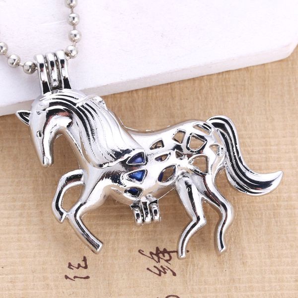 

10pcs bright silver horse pearl cage jewelry making supplies beads cage pendant essential oil diffuser for oyster pearl, Black