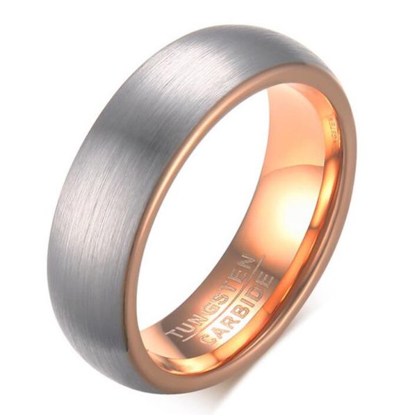 

zhf jewelry tungsten carbide dome brushed ring wedding band rose gold-color for men size 7 - 12, Silver