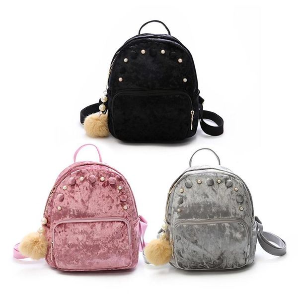 

new fashion women mini velvet backpack casual schoolbag for teenage girls