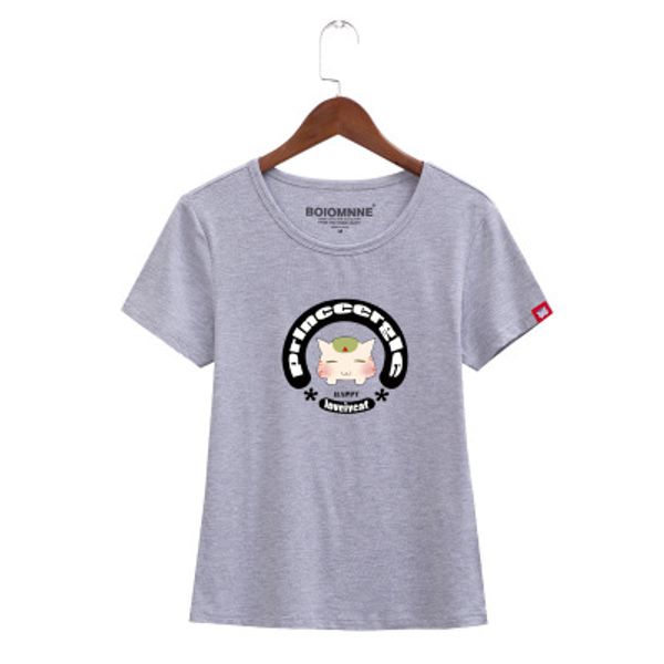 

Summer New Fashion Female T shirt Preppy Style Slim Fit Cartoon Printed Short Sleeves Cotton Basic Top Clothing
