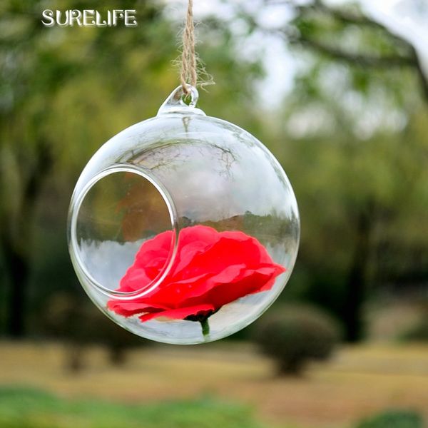 

патио сад 12 шт. 8 см прозрачный круглый подвесной стеклянный ваза бутылка террариум гидропоники горшок горшок цветок diy главная стол сад