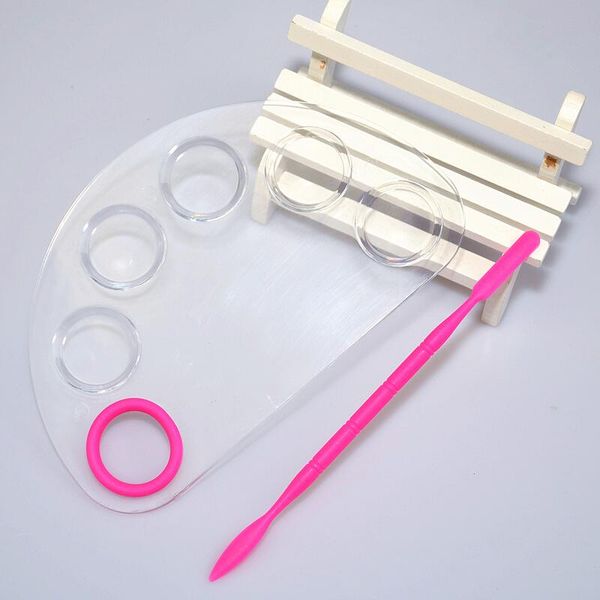 

2pcs/set 5 holes palette spatula plastic semicircle gel polish mixing cream pigment foundation painting nail art makeup diy tool