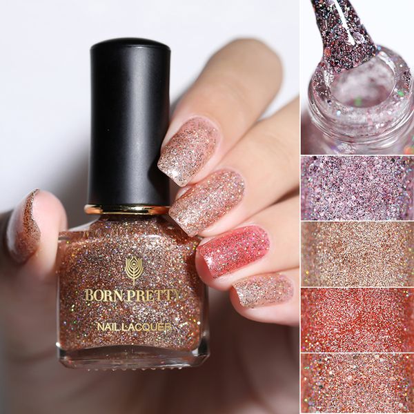 

born pretty holographic rose gold nail polish colorful holo fast dry long lasting nail art varnish manicure 6ml