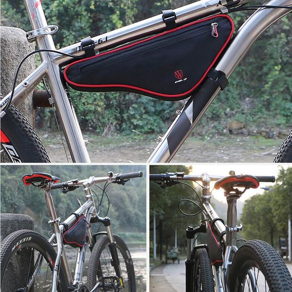 

wheel up bike waterproof triangle bag bicycle beam tube reflective bags saddle front frame pack tear resistance light accessory