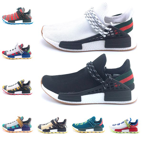 

designer human race trail solar afro pack running shoes men women nerd pharrell williams hu solarhu black white sport sneaker size 5-12, White;red