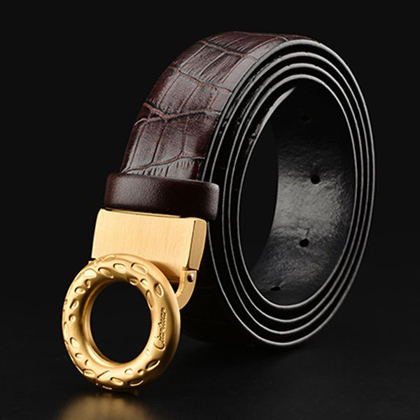 

2017 new ciartuar brand belt genuine leather luxury for men trouser first layer cow skin brass buckle ing, Black;brown
