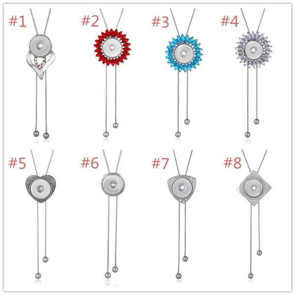 

noosa heart snap button necklace interchangeable charm bohemia chains jewelry fit 18/20mm diy snap button jewelry, Silver
