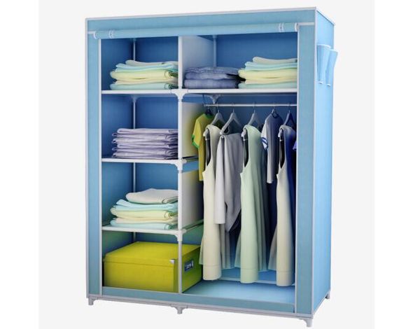 

chinayicainianhua household simple wardrobe colthes wardrobe cabinet multifunctional modern wardrobe steel pipe dkb5627 cloth blue