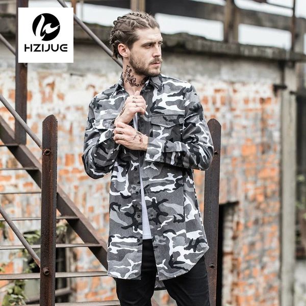 

hzijue letter printed camo shirts coats mens hipster multicam army combat long sleeve shirt 2017 curved hem longline shirts, White;black