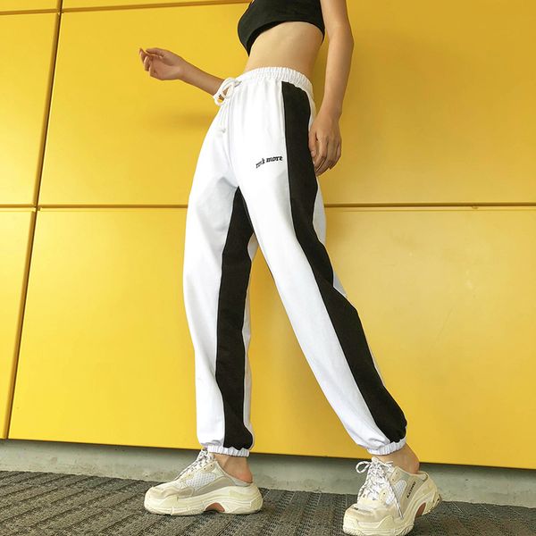 

2018 new contrast color letter embroidery ladies casual sweat pants sudadera harem trousers woman pantalon femme loose pant, Black;white