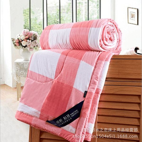 

new natural stripe double size cotton quilted air conditioning summer quilt cool thin quilt bedspread blanket green gray bedding