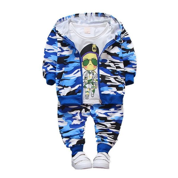 

spring autumn children baby girls boys camouflage color cotton jacket t-shirt pants 3pcs/sets, White
