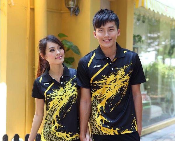 

New li ning men women badminton hirt chine e dragon tenni polye ter fa t dry badminton hort men table tenni portwear jer ey hort