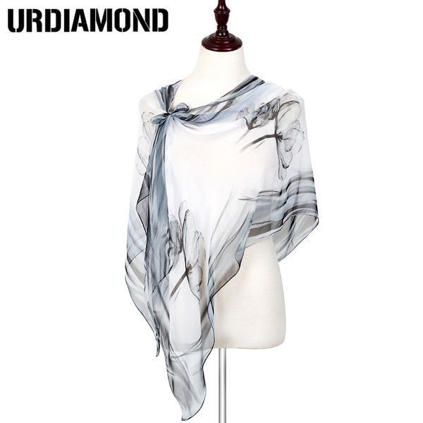 

urdiamond 2018 новых женщин шелковые шарфы мода весна площадь шелковые шарфы печати цветы шаль летние платки и хиджабы, Blue;gray